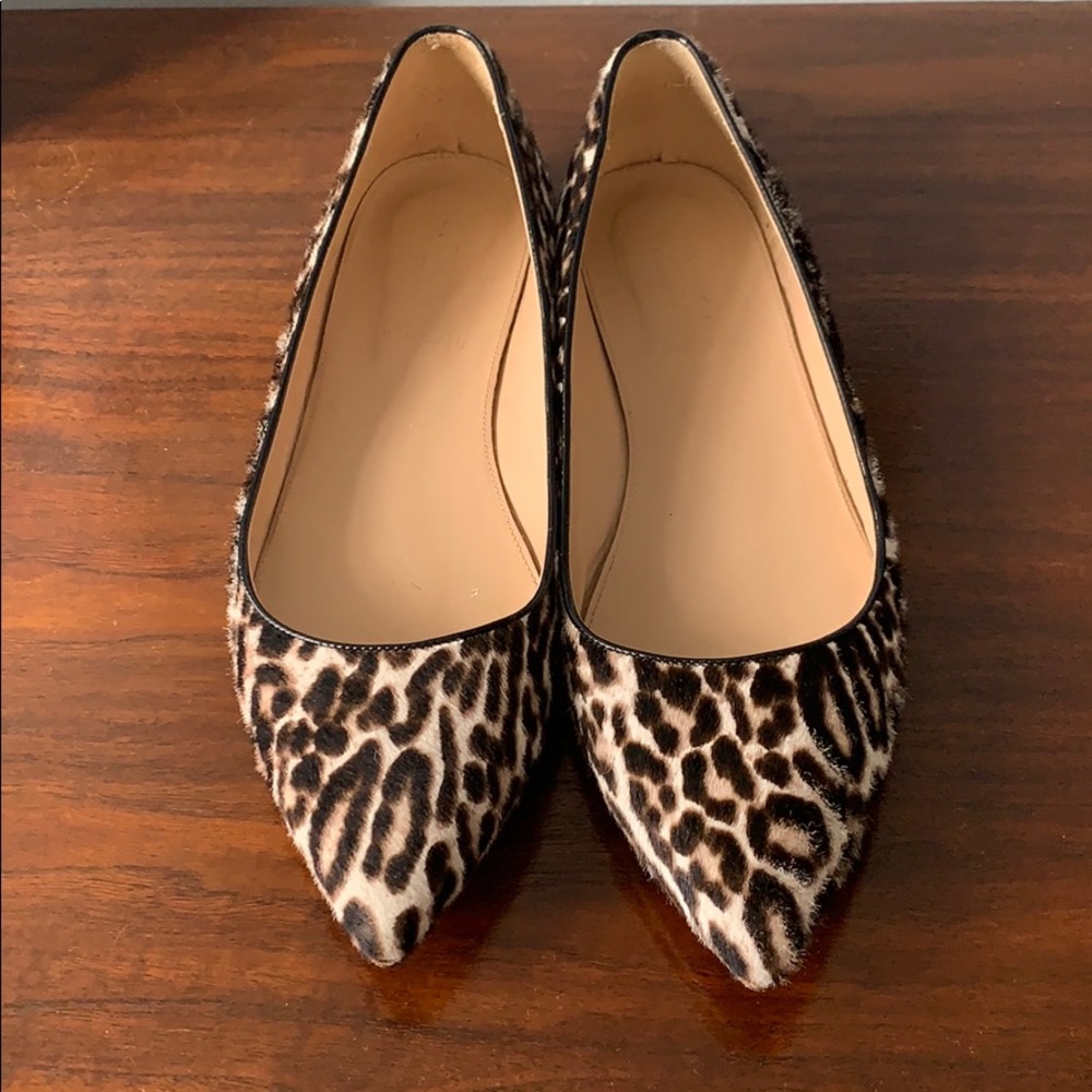 Calfskin leopard print flats JCrew